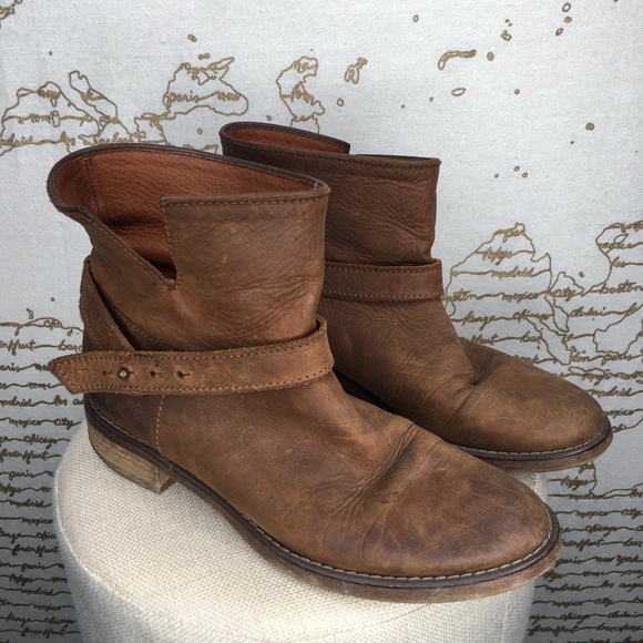 Madewell Women's Approx. Size 7.5 The Biker Boot Distresses Apple Butter Brown - Picture 2 of 16